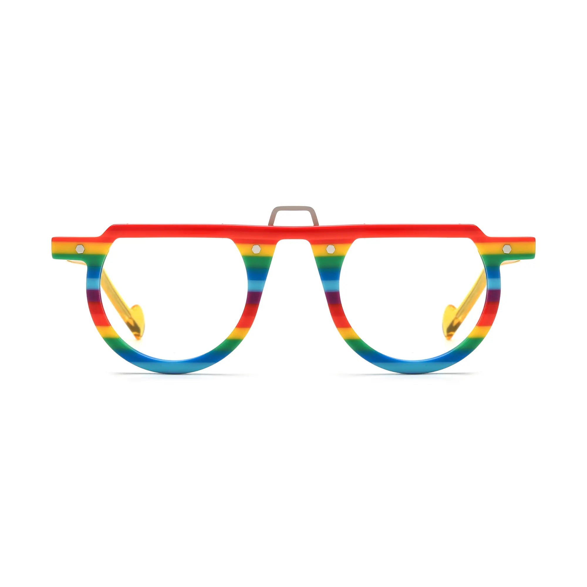 VoyueLens™ Rainbow Stripe Round Eyeglasses – Front View – SKU VL19383-C3